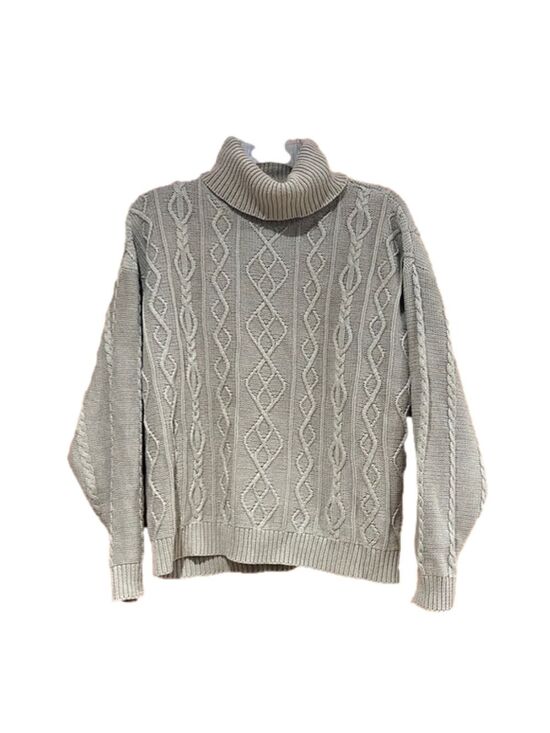 Wainscott Sweaters - Wainscott Beige Cable Knit Turtleneck Sweater Small